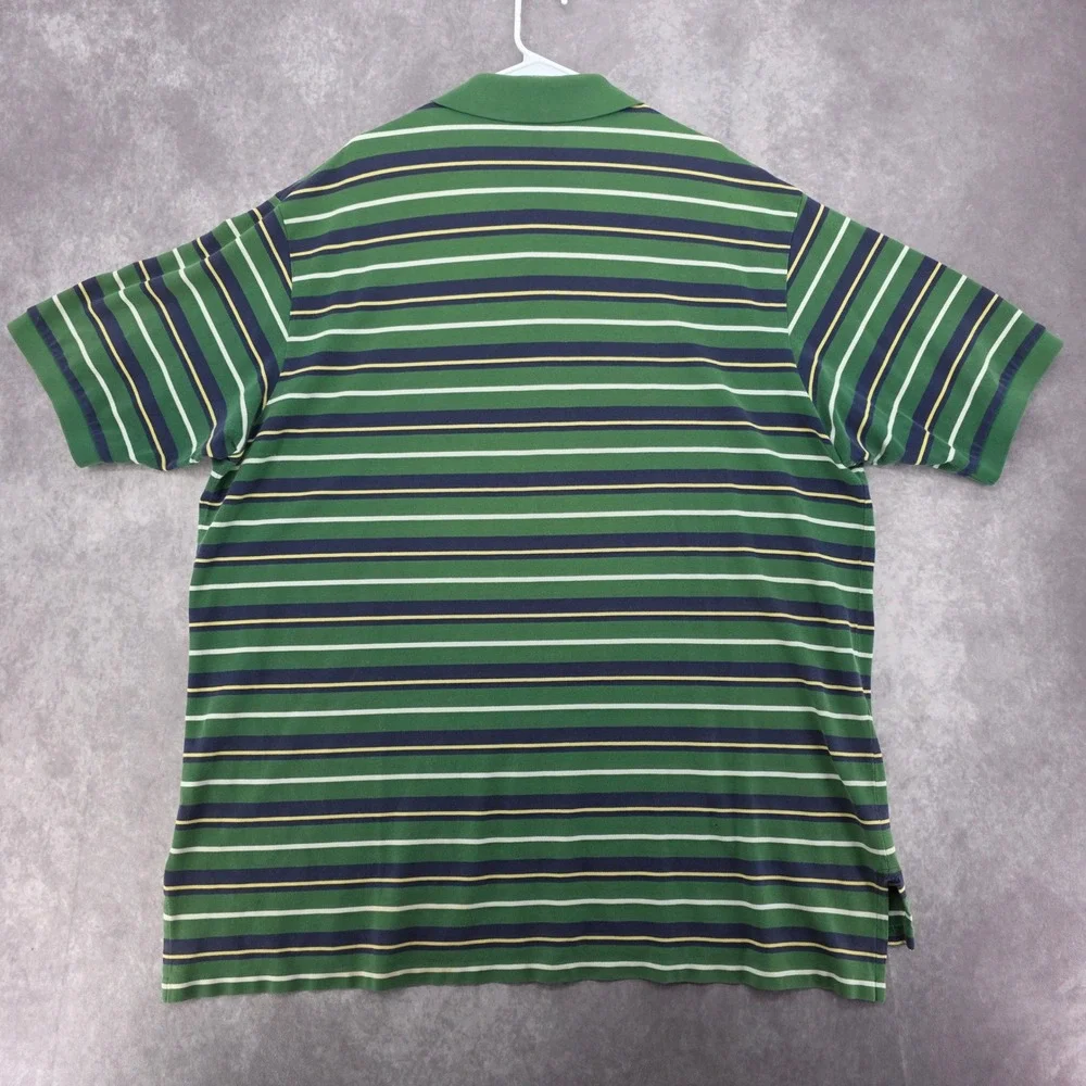 Polo Ralph Lauren Mens 3XLT Tall Striped Polo Shirt Green Pique Short Sleeve